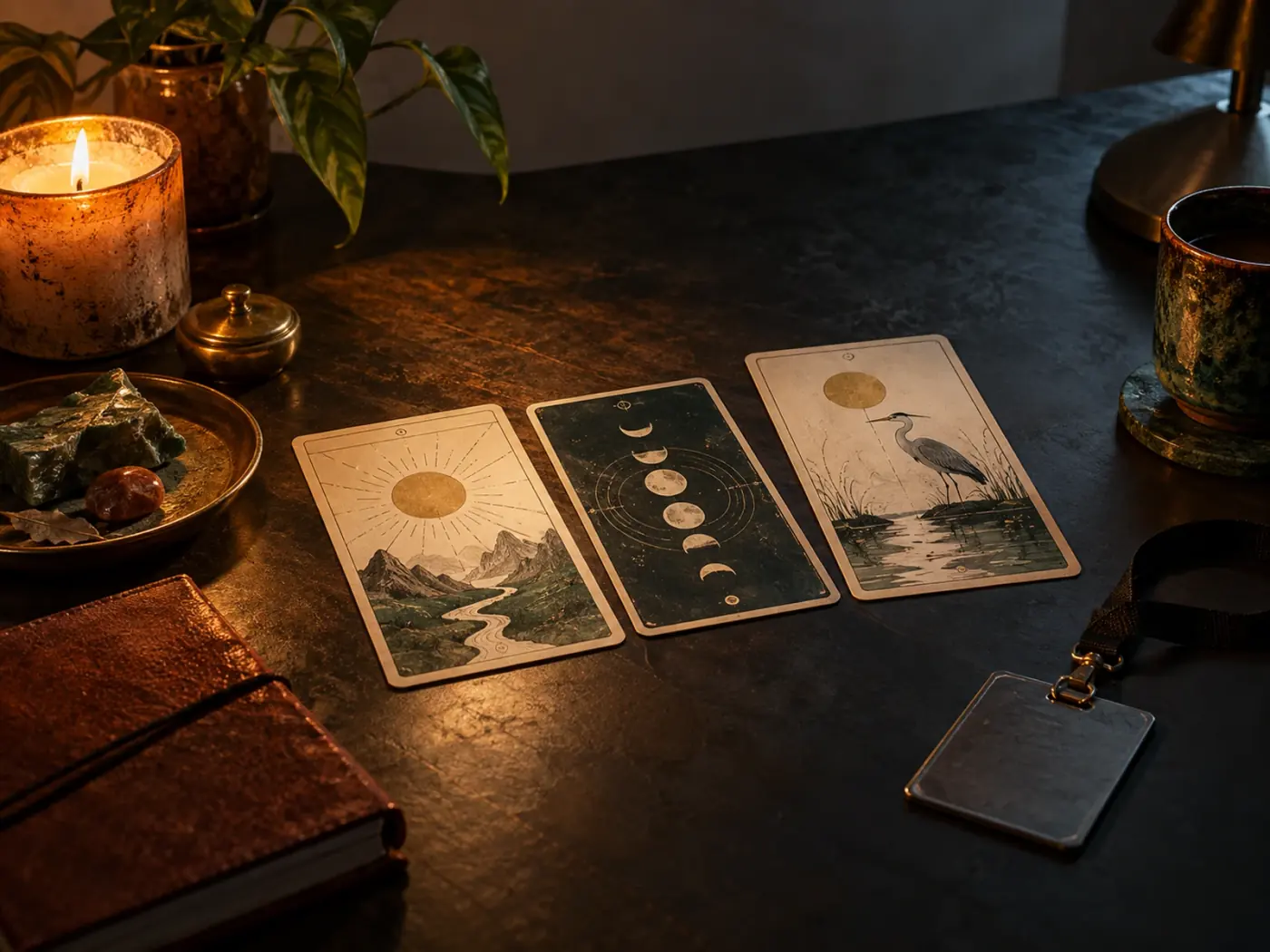 Dos caminos de cartas de tarot separados sobre una mesa oscura